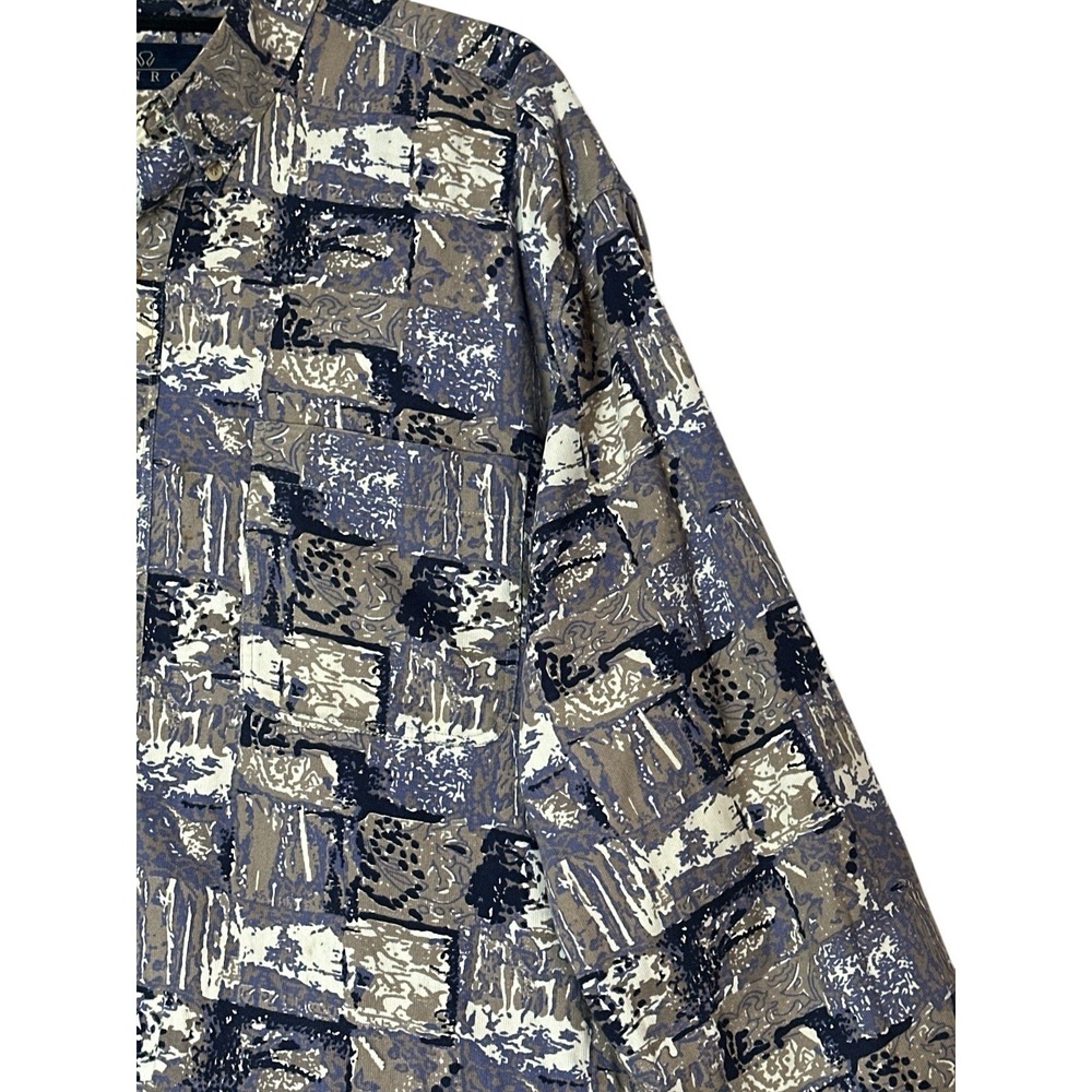 Enro Dress‎ Shirt Mens Large 100% Cotton Lo G Sleeve Pocket Career Rare Print - Picture 6 of 7